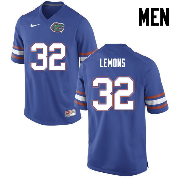 NCAA Florida Gators Adarius Lemons Men's #32 Nike Blue Stitched Authentic College Football Jersey DJE0564MG